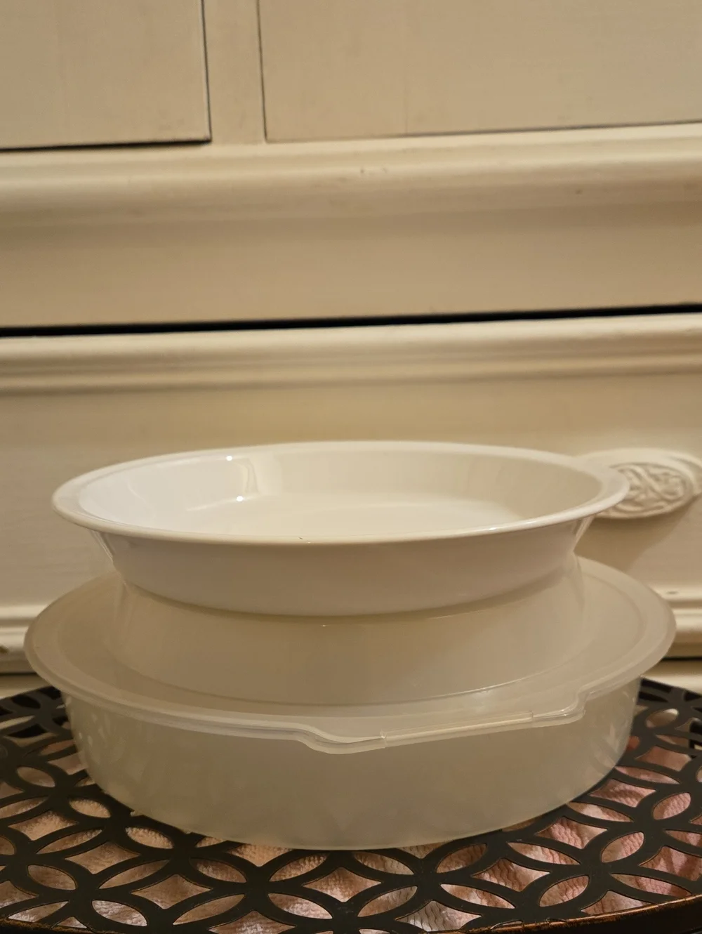 Vintage Corning Ware Pie Plate With Carrier Cornflower Pattern